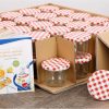 MamboCat 40er Set Sturzgläser 230 ml mit rot weiß kariertem Deckel to 82 inkl. Diamant Gelierzauber Rezeptheft Marmeladengläser Einmachgläser Einweckgläser