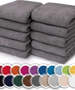 NatureMark 10er-Set Frottee-Waschlappen für Gesicht und Hände – 100% Baumwolle, weich und saugfähig – 30×30 cm, Anthrazit Grau
