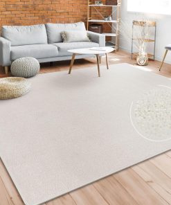 Paco Home Teppich Wohnzimmer Schlafzimmer Esszimmer Kurzflor Moderne Optik Einfarbig Pastell, Grösse:120x170 cm, Farbe:Creme