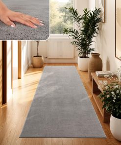 Paco Home Moderner Kuscheliger Wohnzimmer Teppich Kurzflor waschbar flauschig Weich Einfarbig Felloptik zeitlos stilvoll rutschfest pflegeleicht, Grösse:100x200 cm, Farbe:Grau