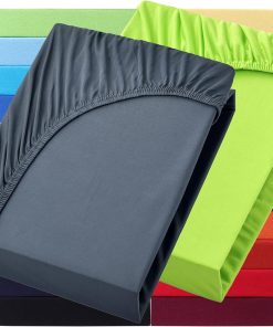 NatureMark 2er Pack Wasserbett & Boxspringbett Spannbettlaken 200 x 220 cm - 40 cm Steg - 200x220cm Spannbetttuch - 100% Baumwolle, Anthrazit & Apfel grün