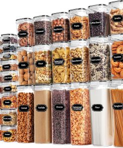 Skroam 36 Stück Kunststoffbehälter - Vorratsdosen mit Deckel - BPA-freie Müslibehälter- luftdichte Lebensmittelbehälter & Küchenorganizer zur Aufbewahrung von Müsli, Mehl, Zucker, Nudeln