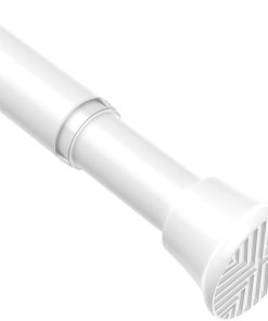 AIZESI Curtain Pole No Drilling 60 to 120 cm, 1 Piece Telescopic Rod, White Shower Rail No Drilling, Adjustable Curtain Rail No Drilling for Windows, Cabinet, Bathroom