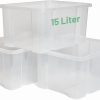 Novaliv 3x Aufbewahrungsboxen ohne Deckel 15L transparente Nestbar stapelbare Storage boxes Kunststoffbox BPA-frei 39x28,5x19,5 cm