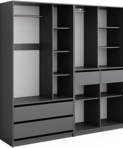 Vicco Kleiderschrank Elmo, Anthrazit, 200 x 200 cm 2er Set