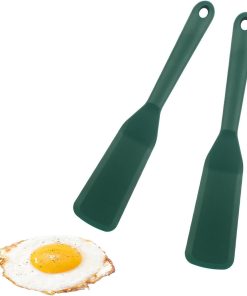 2 Stücke Pfannenwender Silikon,Mini Espatula,Antihaft Silicone Spatula,Spatula Wende,Hitzebeständig Spatula,Omelett Spatel - Für Kochen Fisch,Kochen Ei Burger,Pizza,Steak,Omelette Crepes (Grün)