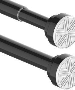 1Stück Vorhangstange ohne Bohren Ausziehbar Gardinenstange ohne Bohren Kein Rost Duschvorhangstange für Schrank, Badezimmer, Fenster, Türen Schwarz 50-70CM