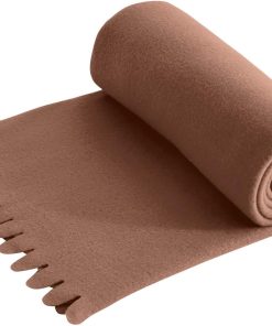 wometo Wave Fleecedecke 120x160 cm – Oeko-TEX ca. 300g weiche Fleece Decke mit Wellenrand Anti-Pilling braun