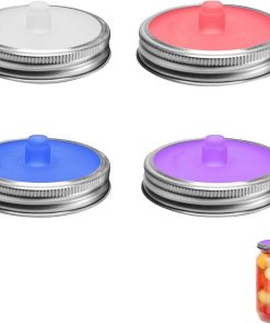 4 Stück Silikon Einmachglas Groß Deckel, Lebensmittelqualität Wasserlose Mason Jar Deckel, Wiederverwendbar Fermentierdeckel Gärset Für Kimchi, Gurken, Fermentierte Probiotische Lebensmittel, One Size
