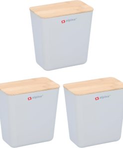 alpina Vorratsdosen Set 3 Stück - Frischhaltdosen mit Deckel 1L - 13,5 x 13 x 8 cm - Kunststoff Aufbewahrungsboxen Küche - Küchen Organizer - Kühlschrank Organizer - Weiß