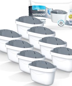 Wessper Wasserfilter für Hartes Wasser 8 Stück | Ersatz für Dafi Unimax Aquaphor A5 BRITA Maxtra+ PHILIPS AWP212/10 Wasserfilter-Kanne | Wasserfilterkartuschen Reduziert Chlor Kalk | Reineres Wasser