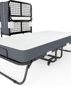Folding Bed (Including 13 cm Thick Memory Foam Mattress), Folding Guest Bed, Adult 90 x 200 cm, Metal Folding Frame, Reinforced Metal Grid, Load Capacity 250 kg