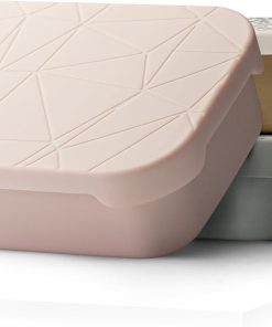 MAMEIDO Brotdose Edelstahl 1200 ml, mit flexiblem Trenner & Silikondeckel, Lunchbox Erwachsene, leichte Vesperbox Kinder, Brotbox Kinder mit Fächern (Blush Kissed)