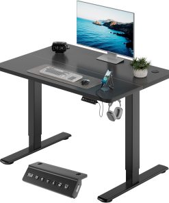 JUMMICO Height-Adjustable Electric Desk with USB Charging Port, Desk Height Adjustable, Ergonomic Standing Seat Table
