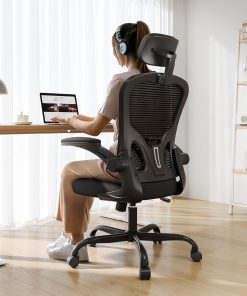 Synorla Schreibtischstuhl Bürostuhl Ergonomisch mit 150 KG Tragkraft, Ergonomischer Bürostuhl mit Stundenlangen Komfort, 360° Drehbareoffice Chair mit Verstellbarer Lendenwirbelstütze, Schwarz