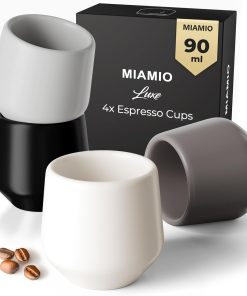 MIAMIO - Espresso Cups Set of 4 (90 ml) / Ceramic Cups without Handle, Espresso Cups, Espresso Cups Thick-Walled, Mocha Cups - Luxe Collection (Classic Pastel)