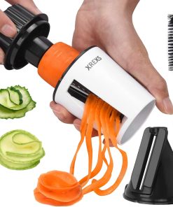 XREXS Gemüsespiralschneider 2 in 1 - Handgemüseschneider für Karotte, Gurke, Zucchini | Gemüsenudeln & Zucchinispaghetti herstellen