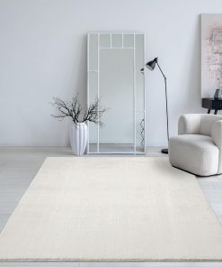 Mia´s Teppiche Taos – kuscheliger Kurzflor Teppich in Felloptik, super Soft & waschbar bis 30°C, mit Anti-Rutsch-Unterseite, Wohnzimmer & Schlafzimmer, Made in Turkey, Creme, 160 x 220 cm