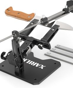 Messerschärfer-Kit, Aluminium-Profi, 3-Diamantplatten (320#, 800#, 2000#) für Jagd-Küchenmesser, Silber