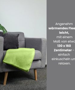 wometo 2er Set Polar Fleecedecke oekoTex 130x160 ca. 400g mit Anti-Pilling und Kettelrand grün grasgrün