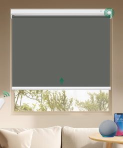Allesin Wiederaufladbare Verdunklungsrollo ohne Bohren, B100 x H130 cm Anthrazit, Elektrische Rollo Innen, 100% Verdunkelung Sonnenschutz Smart Rollo mit Fernbedienung Kompatibel Alexa