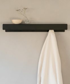 Kazai. 'Kian' Coat Hook | Modern Coat Hook with Hidden Clothes Hooks and Shelf | Design Coat Rack Made of Metal | Clothes Rail Wall Mounted | Black