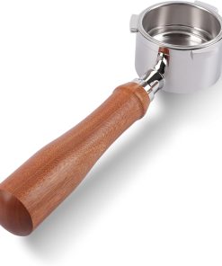 CAPFEI Bodenloser Siebträger 51mm für DeLonghi Dedica EC680/EC685/EC885 mit 3 Ohren und Holzgriff | Filter Basket 0.3mm Pores