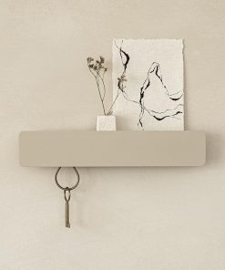 Kazai. Key Rack 'Kian' Minimalist Key Hook Design from Berlin Modern Key Holder with Metal Shelf Key Rack as Hallway Furniture for the Wall Taupe