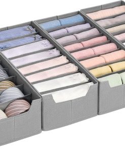 SONGMICS Unterwäsche-Organizer 4er Set, Schubladen-Organizer für IKEA HEMNES und MALM Kommoden, mit Trennwänden, Kleiderschrank-Organizer faltbar, 40 x 16 x 10 cm für Socken, taubengrau RUS014G01