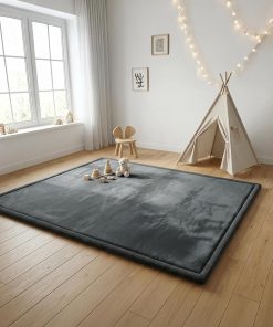 FRIEDO Baby Crawling Mat, Oeko-Tex Certified, 140 x 200 cm, Anthracite, Extra Thick and Soft Play Mat, Play Mat, Non-Slip, Water-Repellent Rug for Living and Children's Room, Tatami Mat