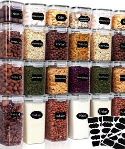 CALIYO Storage Jars with Lid, Airtight, Set of 24 Storage Containers, Kitchen Storage Box, Organiser for Food, BPA-Free