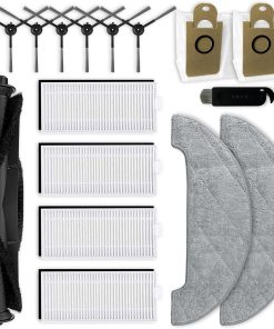 Ersatzteile kompatibel mit Honiture Q6 Pro, für Laresar L6 Pro, für Imou L11 Pro Max, für Airrobo T10+ Zubehör, 1 Hauptbürste, 6 Seitenbürsten, 4 Hepa-Filter, 2 Wischtücher, 2 Staubbeutel