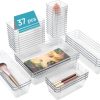 Vtopmart 37 Stücke Schubladen Ordnungssystem mit 4 Größen, Schubladen Organizer, Klar Kunststoff, Schminktisch, Einsetzbar für Makeup, Küchen, Bad, Büro